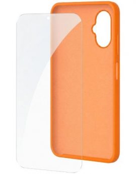 Funda Silicona + Protector de Pantalla de Cristal Templado SPC Wuum One Protection Pack 4354P/ Compatible con SPC Wuum One/ Naranja