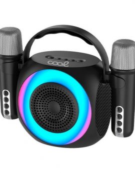 Cool Mini Karaoke Party Altavoz Bluetooth Portátil 6W + 2 Micrófonos Negro