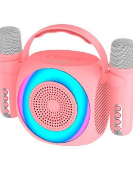 Cool Mini Karaoke Party Altavoz Bluetooth Portátil 6W + 2 Micrófonos Rosa