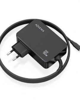 Cargador de Portátil GaN Aisens ASCH-1PD90WL034-BK/ 1xUSB Tipo-C + Cable 1.8m/ 90W/ Automático/ Voltaje 5-20V
