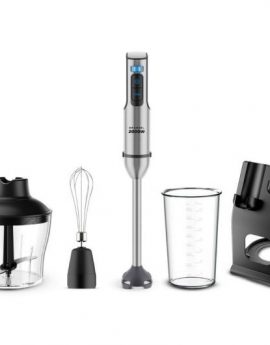 Batidora de mano Grunkel BM-2000SET/ 2000W/ Capacidad 0.8L/ Incluye Vaso, Picadora, Varilla y Soporte