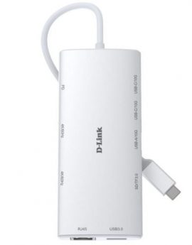Docking USB Tipo-C D-Link DUP-A01/ 1xUSB/ 2xUSB Tipo-C/ 2xHDMI 4K/ 1xRJ45/ 1xLector de Tarjetas/ 1xUSB Tipo-C PD/ Blanco