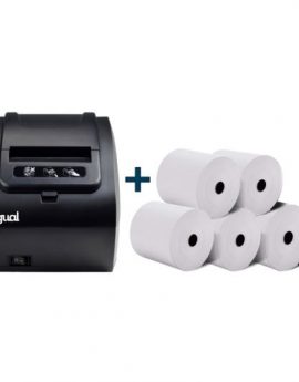 iggual Kit impresora térmica tickets TP8002 + 5 rollos papel 80mm
