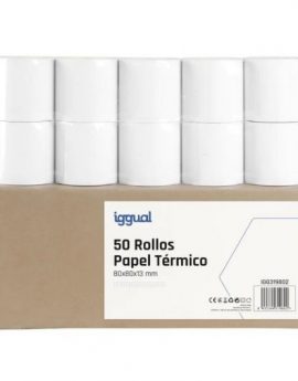 iggual Caja 50 rollos papel térmico sin BPA 80x80mm
