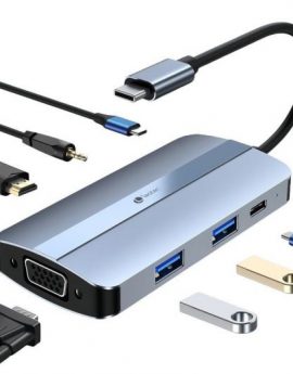 Docking USB Tipo-C Leotec LEDS04/ 2xUSB/ 1xUSB Tipo-C/ 1xUSB Tipo-C PD/ 1xHDMI/ 1xVGA/ 1xAudio/ Azul