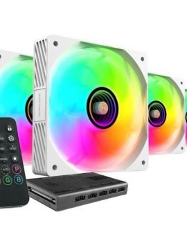 Pack 4 Ventiladores Mars Gaming MF-SI4KIT/ 12cm + HUB + Mando a Distancia/ ARGB/ Blancos