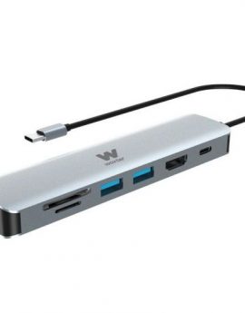 Docking USB Tipo-C Woxter PE26-181/ 1xHDMI/ 2xUSB/ 1xLector de Tarjetas/ 1xRJ45/ 1xMicroUSB/ Gris