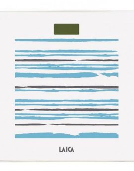 Bascula de baño electronica Laica PS1074 blanca rayas azules 150kg