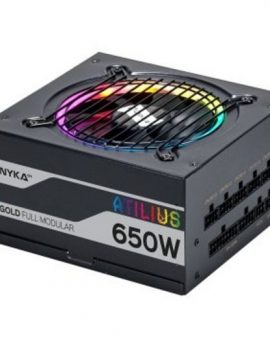 Fuente de Alimentación Unykach Atilius RGB Atx 650w Black Cableado Modular Apfc Activo Eficiencia Energetica 90% Ventilador RGB