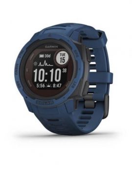 Smartwatch Garmin Instinct Solar Azul - 23*23mm - gps - carga solar - frec cardiaca - pulsioximetro - notificaciones - caja reforzada