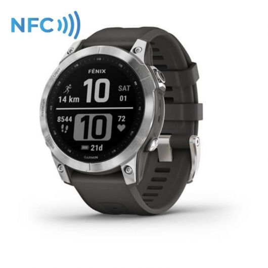 Smartwatch Garmin Fénix 7/ Notificaciones/ Frecuencia Cardíaca/ GPS/ Plata y Gris