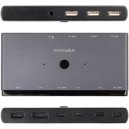 Switch Conmutador 8K Nanocable 10.12.0003/ 1x HDMI/ 1x DisplayPort/ 3x USB/ 2x USB Tipo-C/ 1x Jack 3 Switch Conmutador 8K Nanocable 10.12.0003/ 1x HDMI/ 1x DisplayPort/ 3x USB/ 2x USB Tipo-C/ 1x Jack 3.5mm/ 2x USB Tipo-C PD
