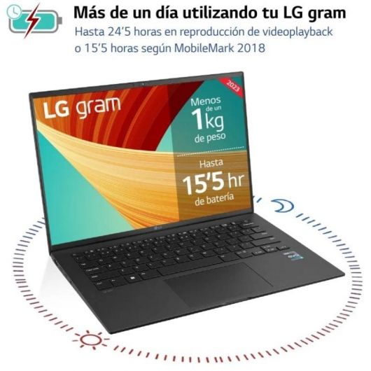 Portátil LG Gram 14Z90R-G.AP75B Intel Core i7-1360P/ 32GB/ 512GB SSD/ 14'/ Win11 Pro/ Negro