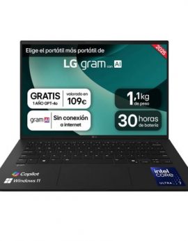 LG Gram 14Z90T-G.AD8BB Intel Core Ultra 7 255H 14' WUXGA 32GB 2TB SSD Arc GPU IA Ready w11 Negro