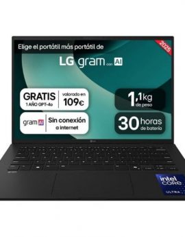Portátil LG Gram 14ZD90T-G.AX78B Intel Core Ultra 7-255H/ 16GB/ 1TB SSD/ 14'/ Sin Sistema Operativo