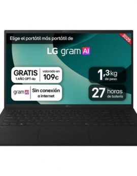 Portátil LG Gram 15ZD80T-G.AX55B Ryzen AI 5-340/ 16GB/ 512GB SSD/ 15.6'/ Sin Sistema Operativo