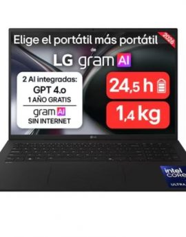 Portátil LG Gram 17ZD90TL-G.AX85BN Intel Core Ultra 7-258V/ 32GB/ 512GB SSD/ 17'/ Sin Sistema Operativo Negro