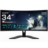 GIGABYTE G34WQCP Monitor Gaming 34' Curvo UWQHD 1500R 180Hz 1ms 350nits / FreeSync Premium/ DisplayHDR 400/ HDMI 2.0/ DisplayPort 1.4