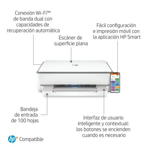 Multifunción HP Envy 6020e WiFi/ Fax Móvil/ Dúplex/ Blanca