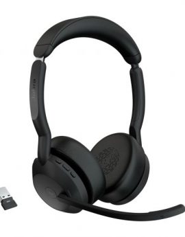 Jabra Evolve2 55 Auriculares Inalámbrico para Centro de Llamadas con Base de Carga Negros