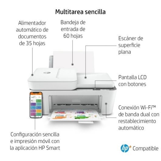 Multifunción HP Deskjet 4120e WiFi/ Fax Móvil/ Blanca