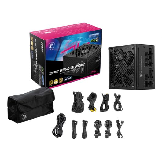 MSI MPG A850GS PCIE5 Fuente de alimentación 850W 80 Plus Gold Modular 24-pin ATX Negro 4 MSI MPG A850GS PCIE5 Fuente de alimentación 850W 80 Plus Gold Modular 24-pin ATX Negro