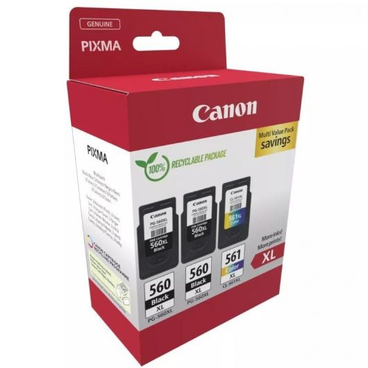 Cartucho de Tinta Original Canon PG-560XL + CL-561XL Multipack Alta Capacidad/ 2x Negro/ Tricolor 2 Cartucho de Tinta Original Canon PG-560XL + CL-561XL Multipack Alta Capacidad/ 2x Negro/ Tricolor
