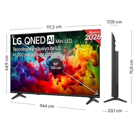 Televisor LG QNED evo AI QNED72 Mini LED 50QNED72B6B 50'/ Ultra HD 4K/ Smart TV/ WiFi 4 Televisor LG QNED evo AI QNED72 Mini LED 50QNED72B6B 50'/ Ultra HD 4K/ Smart TV/ WiFi