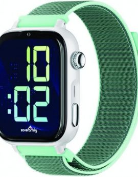 SaveFamily SaveWatch Plus 2 - Reloj Inteligente Niños con GPS, Videollamada, Cámara 8MP, Sensores de Salud, Whatsapp Seguro, Spotify... - Esfera Blanca y Correa de Tela Ocean Reacondicionado