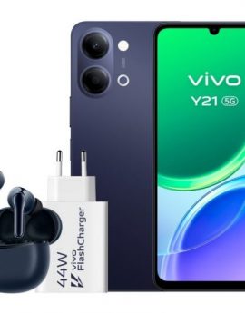 Smartphone Vivo Y21 4GB/ 256GB/ 6.74'/ 5G/ Negro/ Incluye Cargador + Auriculares