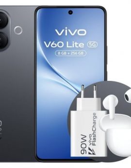 Smartphone Vivo V60 Lite 8GB/ 256GB/ 6.77'/ 5G/ Negro/ Incluye Cargador 90W y Buds