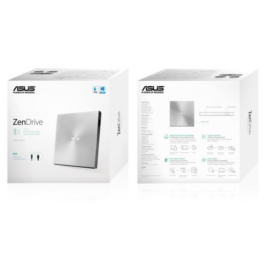Asus ZenDrive U9M unidad de disco óptico Dvd-rw Plata