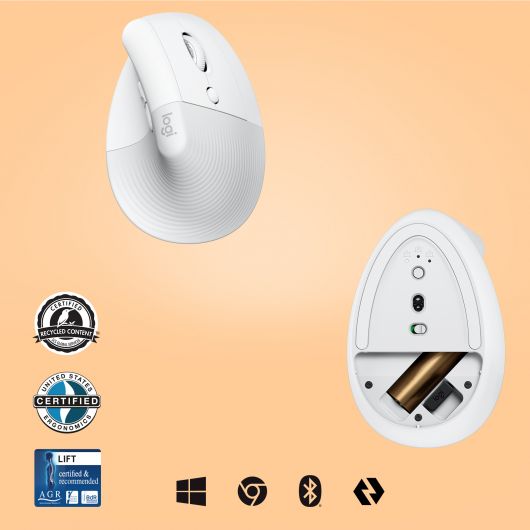 Logitech Lift Ratón mano derecha RF Wireless + Bluetooth Óptico 4000 DPI Blanco 6 Logitech Lift Ratón mano derecha RF Wireless + Bluetooth Óptico 4000 DPI Blanco