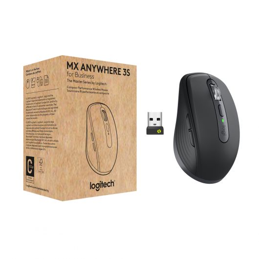 Logitech MX Anywhere 3S for Business Ratón mano derecha RF Wireless + Bluetooth Laser 8000 DPI Grafito