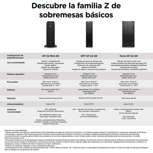 HP Z2 G9 Intel Core i9-14900K 32GB DDR5-SDRAM 1TB SSD Windows 11 Pro Torre Puesto de trabajo Negro 3 HP Z2 G9 Intel Core i9-14900K 32GB DDR5-SDRAM 1TB SSD Windows 11 Pro Torre Puesto de trabajo Negro