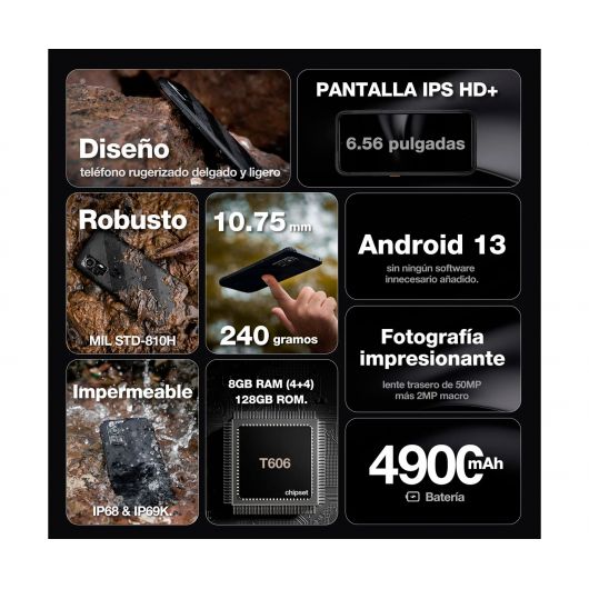AGM H6 Lite 4G Rugerizado 4GB/128GB 6 AGM H6 Lite 4G Rugerizado 4GB/128GB 6.56’ HD+ Gris