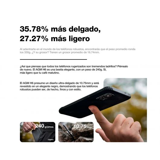 AGM H6 Lite 4G Rugerizado 4GB/128GB 6 AGM H6 Lite 4G Rugerizado 4GB/128GB 6.56’ HD+ Gris
