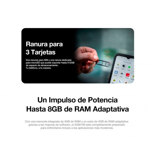 AGM H6 Lite 4G Rugerizado 4GB/128GB 6 AGM H6 Lite 4G Rugerizado 4GB/128GB 6.56’ HD+ Gris