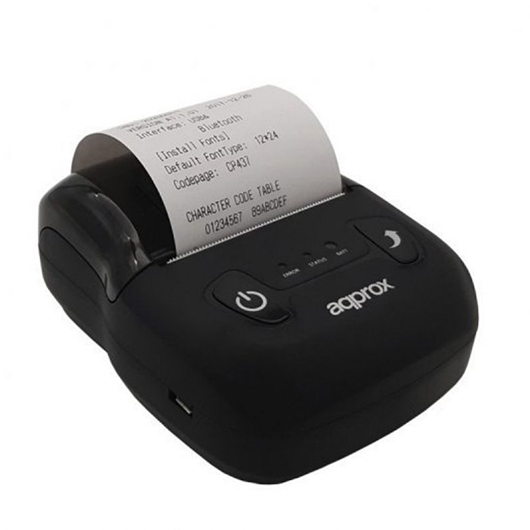 Impresora de Tickets Approx appPOS58PORTABLE+/ Térmica/ Ancho papel 58mm/ USB-Bluetooth/ Negra