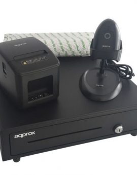 Pack Approx appPOSPACK4180LAN Cajón Portamonedas/ Impresora Térmica/ Lector de Códigos y Rollos Térmicos