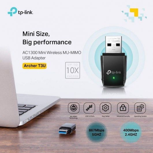 Mini Adaptador USB - WiFi TP-Link Archer T3U AC1300/ 1300Mbps 2 Mini Adaptador USB - WiFi TP-Link Archer T3U AC1300/ 1300Mbps