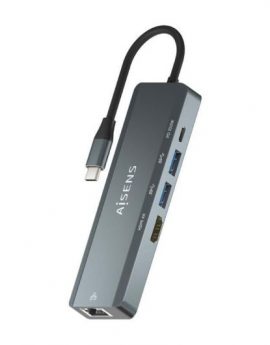 Docking USB Tipo-C Aisens ASUC-5P011-GR/ 1xHDMI/ 2xUSB/ 1xRJ45/ 1xUSB Tipo-C/ 1xUSB Tipo-C PD/ Gris