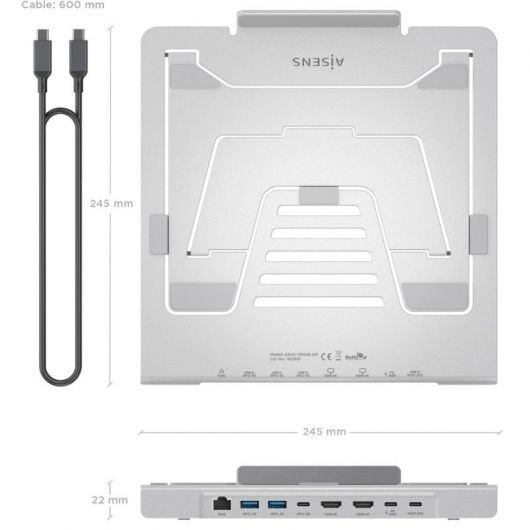 Soporte de Sobremesa - Docking USB Tipo-C Aisens ASUC-7P046-GR/ 2xUSB/ 1xUSB Tipo-C/ 2xHDMI/ 1xRJ45/ 1xUSB Tipo-C PD/ Gris 4 Soporte de Sobremesa - Docking USB Tipo-C Aisens ASUC-7P046-GR/ 2xUSB/ 1xUSB Tipo-C/ 2xHDMI/ 1xRJ45/ 1xUSB Tipo-C PD/ Gris