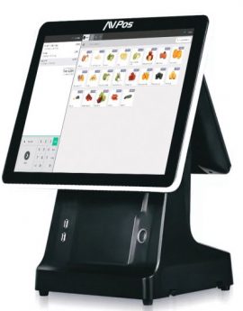 TPV AVPos K6000 15' Tactil i5 8GB 128GB SSD VGA HDMI Negro - con 2a pantalla de 9.7' y Impresora integrada