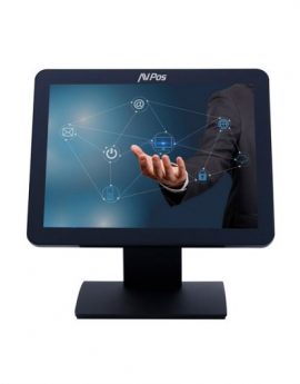 AVPos T15 Monitor TPV 15' XGA 1024x768 400cd/m2 Tactil True Flat Capacitiva 10 puntos Negro VGA
