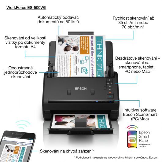 Escaner sobremesa Epson Workforce ES-500WII A4/ 35ppm/ autoduplex/ alimentador automatico 4 Escaner sobremesa Epson Workforce ES-500WII A4/ 35ppm/ autoduplex/ alimentador automatico