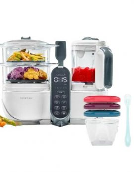 Robot de Cocina para bebés Babymoov Nutribaby Plus 2.2L Blanco + 3 babybols de 180 ml + 2 cucharas de silicona