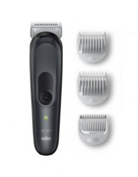 Afeitadora Corporal Braun BG3350 Inalambrica Corte 0.5-5mm 3 Peines Fijos Recargable Negro/Gris