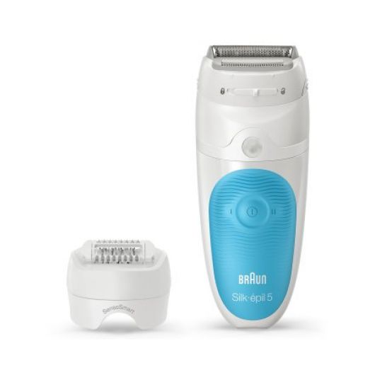 Depiladora Braun Silk-Epil SES5605 2 Velocidades Sistema 28 Pinzas 2 Acesorios Uso en Humedo y Seco Azul