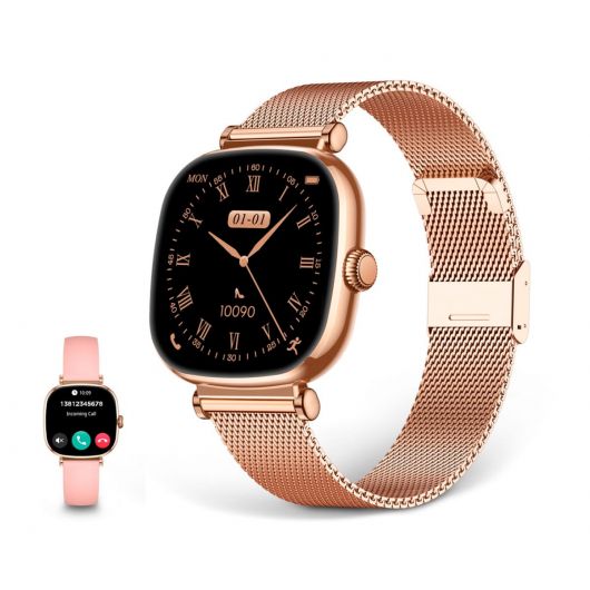 Ksix Iria Rosa / Smartwatch 1.7'/ 2 Correas (metal + Silicona)